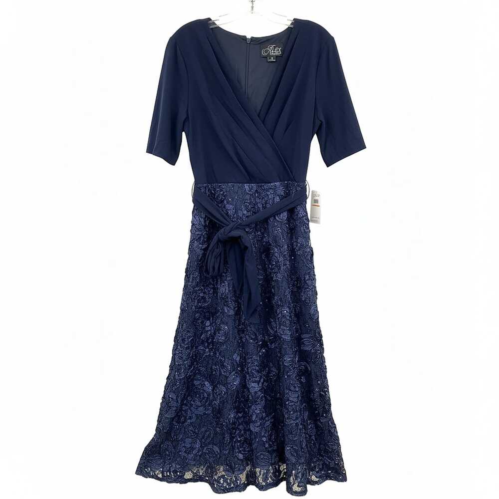Alex Evenings Blue Sequin Midi Dress | Women’s Regular Size 12